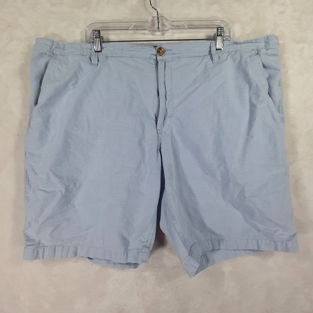 US Polo Assn Mens Seersucker Striped Shorts Blue White Flat Front Size 44